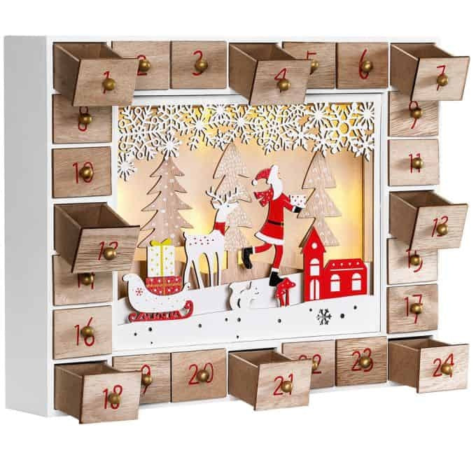 Spielwerk - Calendrier de l'Avent - LED - Père Noël - MDF