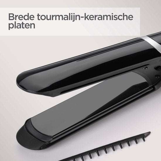 Fer à lisser BaByliss Sleek Control Wide ST397E - Plaques extra-larges - 5 réglages de température jusqu'à 235 °C - Peigne lissant amovible