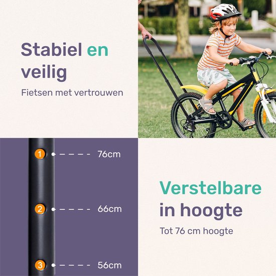 Barre de poussée pour vélo d'enfant - Universelle - Noire - Guidon de vélo - Convient pour vélo d'équilibre, tricycle et vélo d'enfant