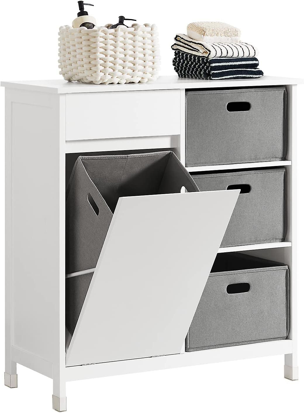 SoBuy - Armoire à linge de salle de bain - Armoire à linge - 80 x 38 x 91 cm - Blanc