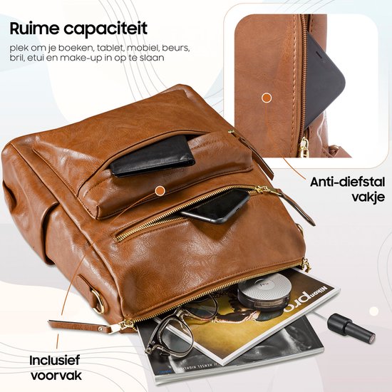 Sac à dos Glennoo - Sac à dos femmes - Imperméable - Petit - Compartiment antivol - Dos, épaule, sac à main