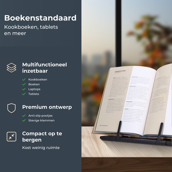 Castagnola Support de livres ajustable - Support de livres avec 7 supports - Support de livres de cuisine en métal - Support de tablettes noir - Support de lecture antidérapant - Support de livres