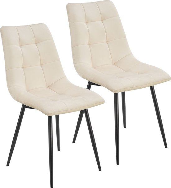 Chaises de salle à manger en acier Blanca - Lot de 2 - Beige - Velours
