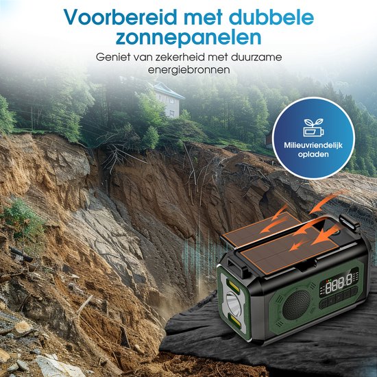 Novalance Emergency Radio - Solar Rewindable 12,000mAh - MODEL 2025 - Solar powerbank - Survival Emergency Kit - Flashlight - Emergency kit - Emergency ration - Radio