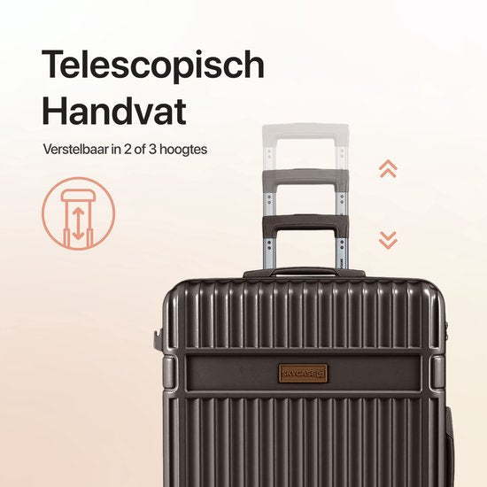 Ensemble de valises SKYCASES - Classic Heritage – 3 pièces – Valises cabine et en soute – 36 L/63 L/100 L – Serrure TSA – Roulettes silencieuses à 360° – Légères – Trolley – Marron