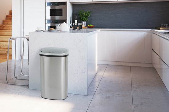 Umuzi Poubelle de nettoyage one touch 58L - argenté
