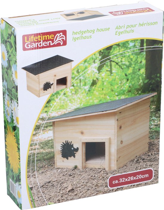 Lifetime Garden Hedgehog House Wood - FSC 100% - Maison pour hérisson - Maison pour cochon d'Inde - Bois