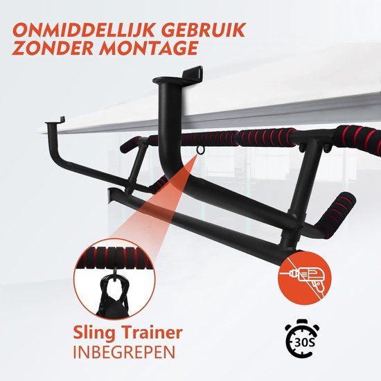 DH FitLife - Barre de traction pour encadrements de porte - Sans vis - Avec Slingtrainer - Pour encadrements de porte de 70 à 92 cm