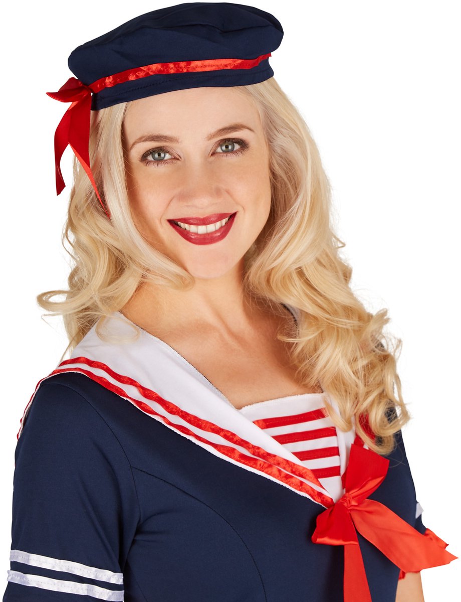 Dressforfun - Navy lady - Costume de femme avec robe et chapeau pour carnaval, fêtes costumées et déguisements - Taille M