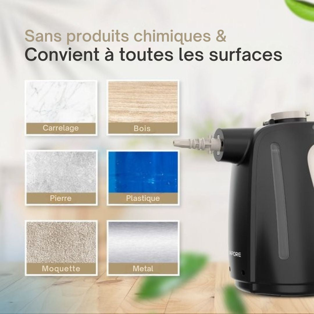 Nettoyeur vapeur - Vapore 11-in-1  - 1350W - 530ML - Sac de rangement inclus - Pour le sol, la salle de bain, les vêtements et le canapé - Nettoyeur de tapis - Nettoyeur vapeur à main - Défroisseur à vapeur