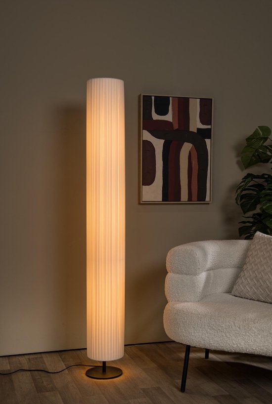 Lucide FOLD - Lampadaire - Ø 20 cm - 3xE27 - Blanc - Japandi