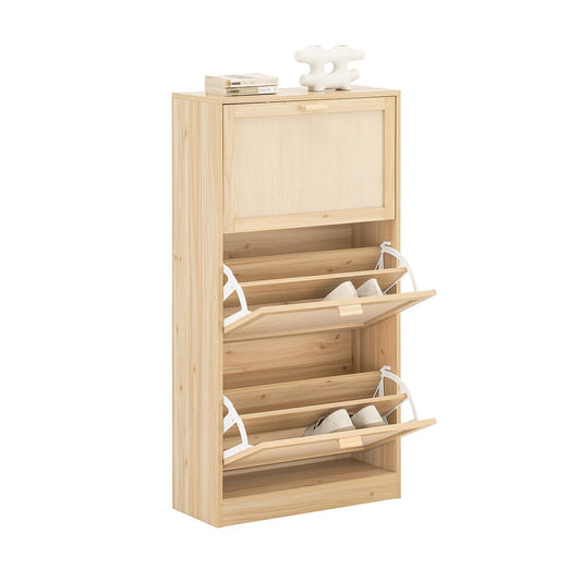 Meuble à chaussures – SoBuy FSR159-N – 3 plateaux – Bambou – Design compact 60 x 24 x 118 cm – Bois clair