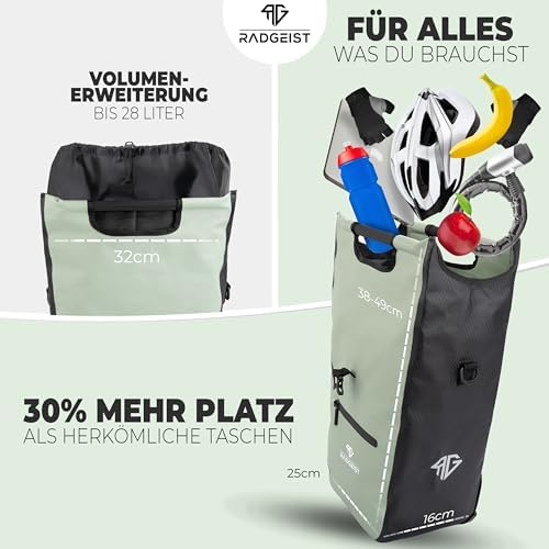 RADGEIST Sac de transport pour porte-vélos avec sac isotherme amovible et sac à provisions, 22-28 litres