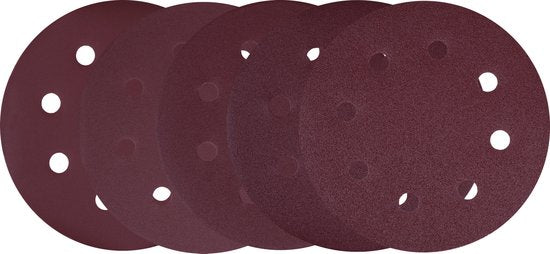 VONROC Jeu de papier de verre - 180MM - 25 pièces - Pour ponceuses - Fixation Velcro incluse