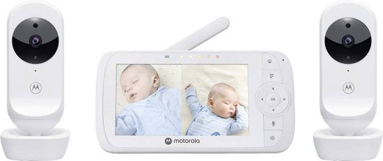 Motorola Nursery VM35-2 - Babyphone avec écran divisé de 5 pouces et 2 caméras - Vision nocturne - Microphone intégré