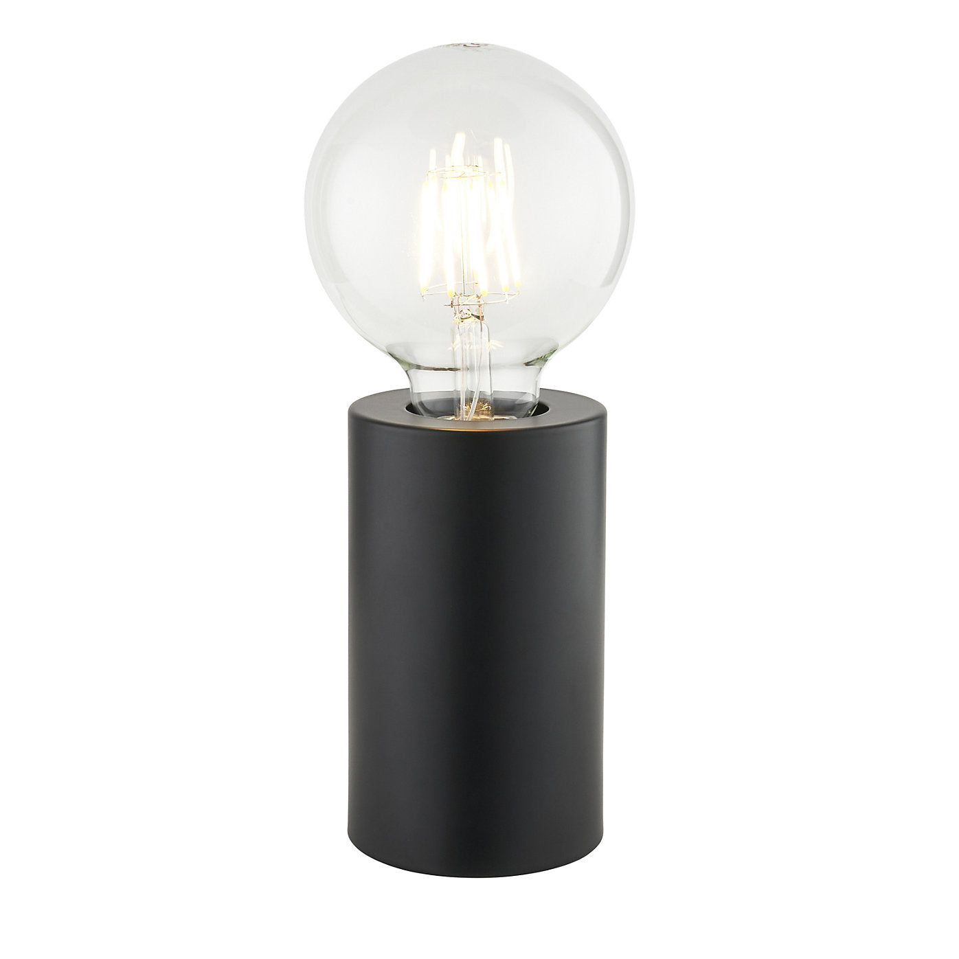 Pied de lampe de table Harbour Studio Reno, noir mat - Cylindrique - E27 - Avec interrupteur sur le cordon