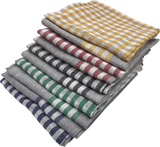 Serviettes Herzberg, lot de 10 torchons, en coton, rayés