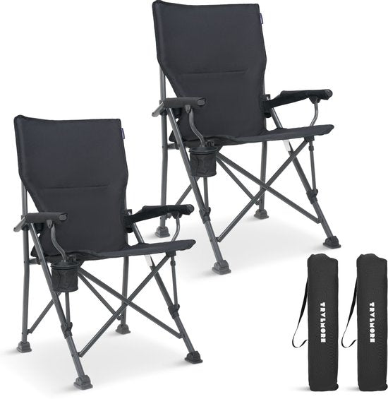 TRVLMORE Chaise de camping - pliable - capacité de charge de 120 kg - sac de transport inclus - chaise pliante - chaise de pêche - chaise de camping - chaise pliante - noir