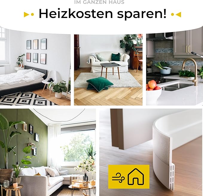 cinq points Coupe-courant d'air pour portes en silicone (autocollant) - maintient la chaleur dans la pièce et arrête les courants d'air sous la porte - coupe-courant d'air pour portes comme protection contre le froid