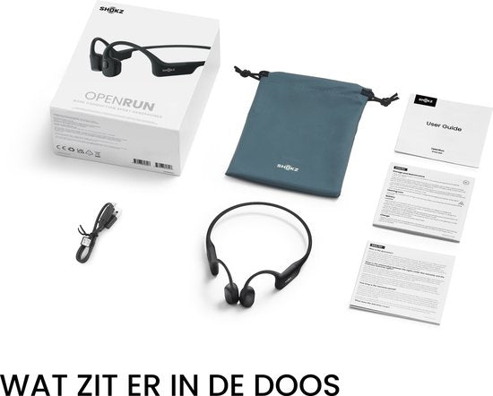 Casque de sport Shokz OpenRun USB-C à écoute ouverte – Conduction osseuse – Sans fil – IP67 – Noir