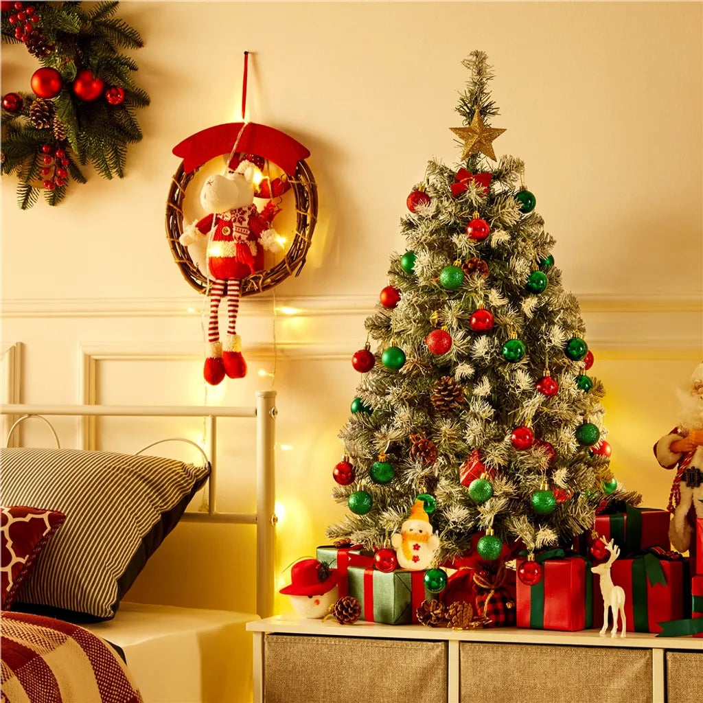 Yaheetech Arbre de Noël Artificiel - 90 cm - Effet de neige - Table Top - 96 branches - Standard - Vert