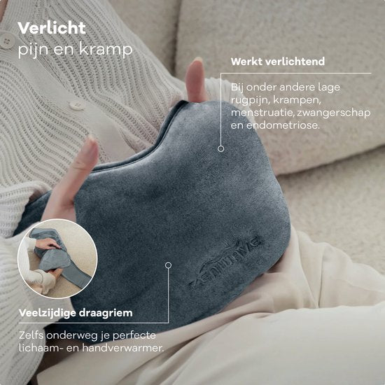Bouillotte électrique Zenwave avec housse - Écran numérique - Bouillotte et bouillotte à eau avec chauffe-mains - Coussin chauffant rechargeable - Ceinture chauffante pour les règles - Durable et sans fil - Camping et plein air - Bouillotte grise