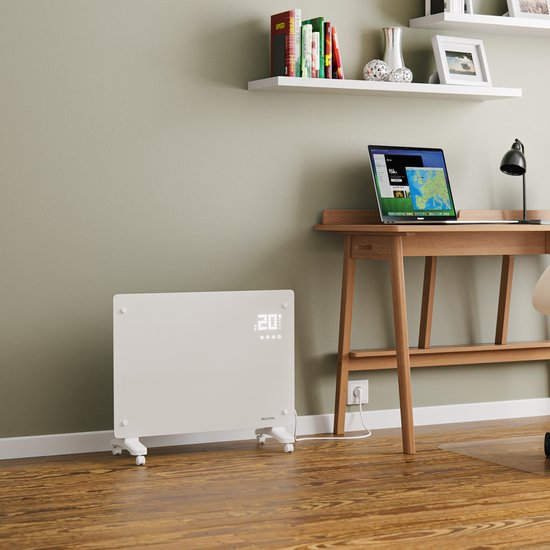 Auronic Electric Heater - Convector Heater with Thermostat and Remote Control - Glass Panel Heater - 1500W Heater - White
