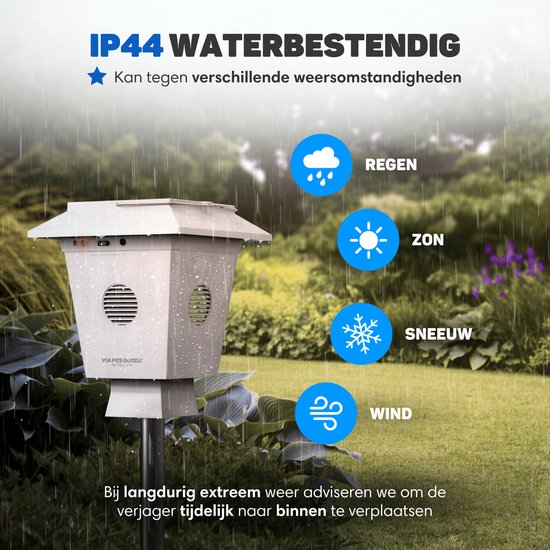 Vulpes Goods® Repellent - Répulsif pour pigeons - Répulsif pour oiseaux à ultrasons - Répulsif pour corneilles - Répulsif pour épouvantails pour pigeons, oiseaux, corneilles et autres volailles - Respectueux des animaux - Fonctionne à l'énergie solaire