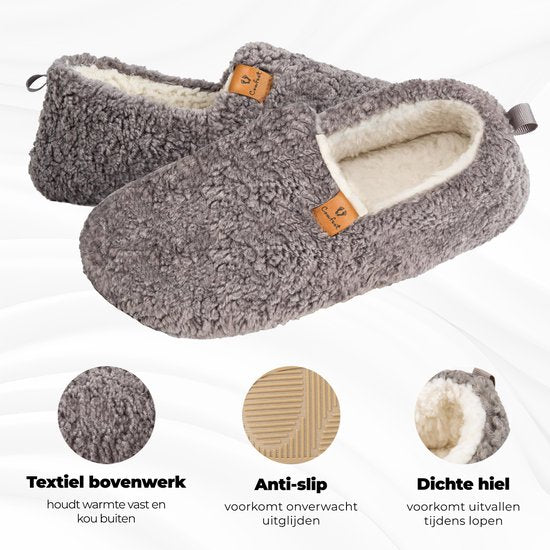 Chaussons Dames - Chaussons - Taille 40/41 - Gris - Antidérapant - Comfeet