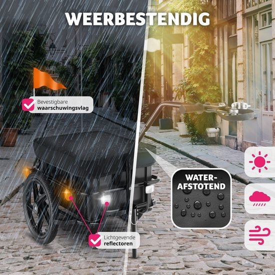 tectake® 2-in-1 bike trailer - Chariot à bagages et poussette - Remorque pour vélos, VTT et eBikes - Remorque de transport avec barre de remorquage - Avec bâche et pneus - Capacité de charge maximale 50kg
