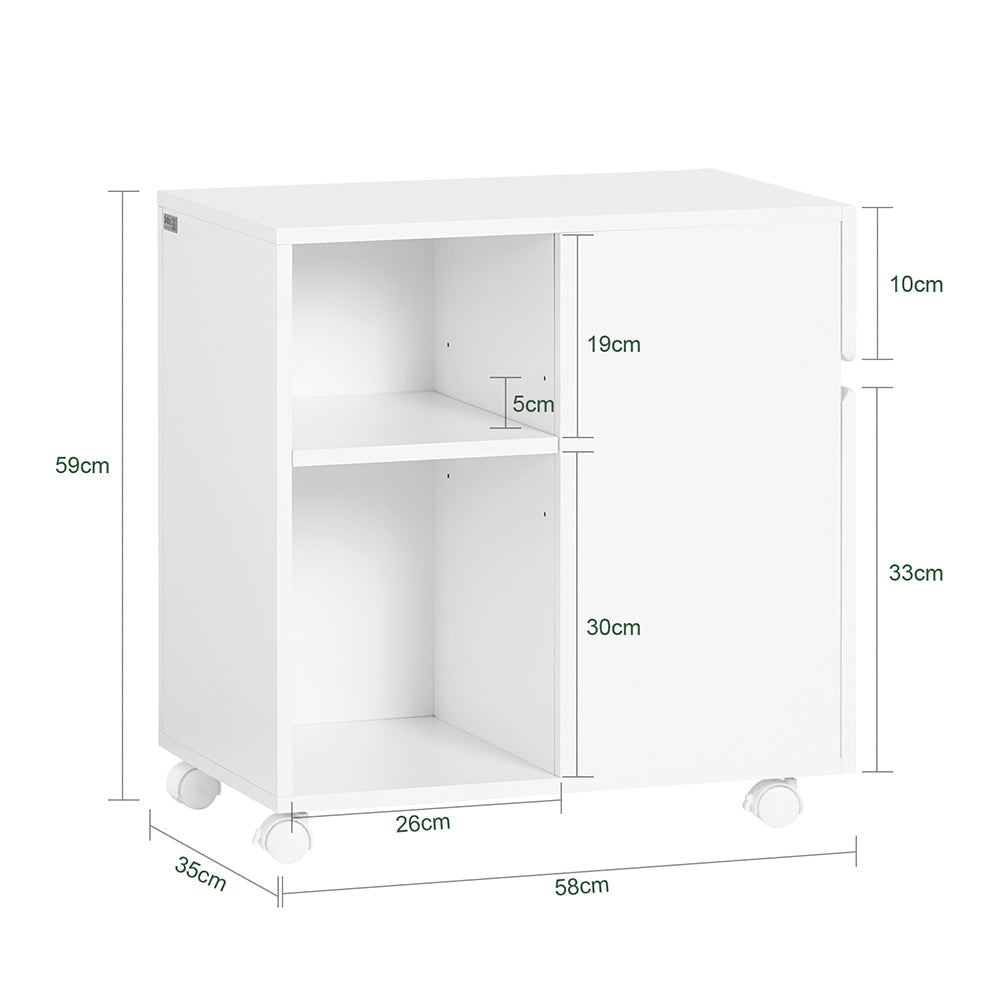 SoBuy ASK05-W Table à imprimante mobile et base de bureau avec 2 tiroirs, 58x35x59 cm, blanc