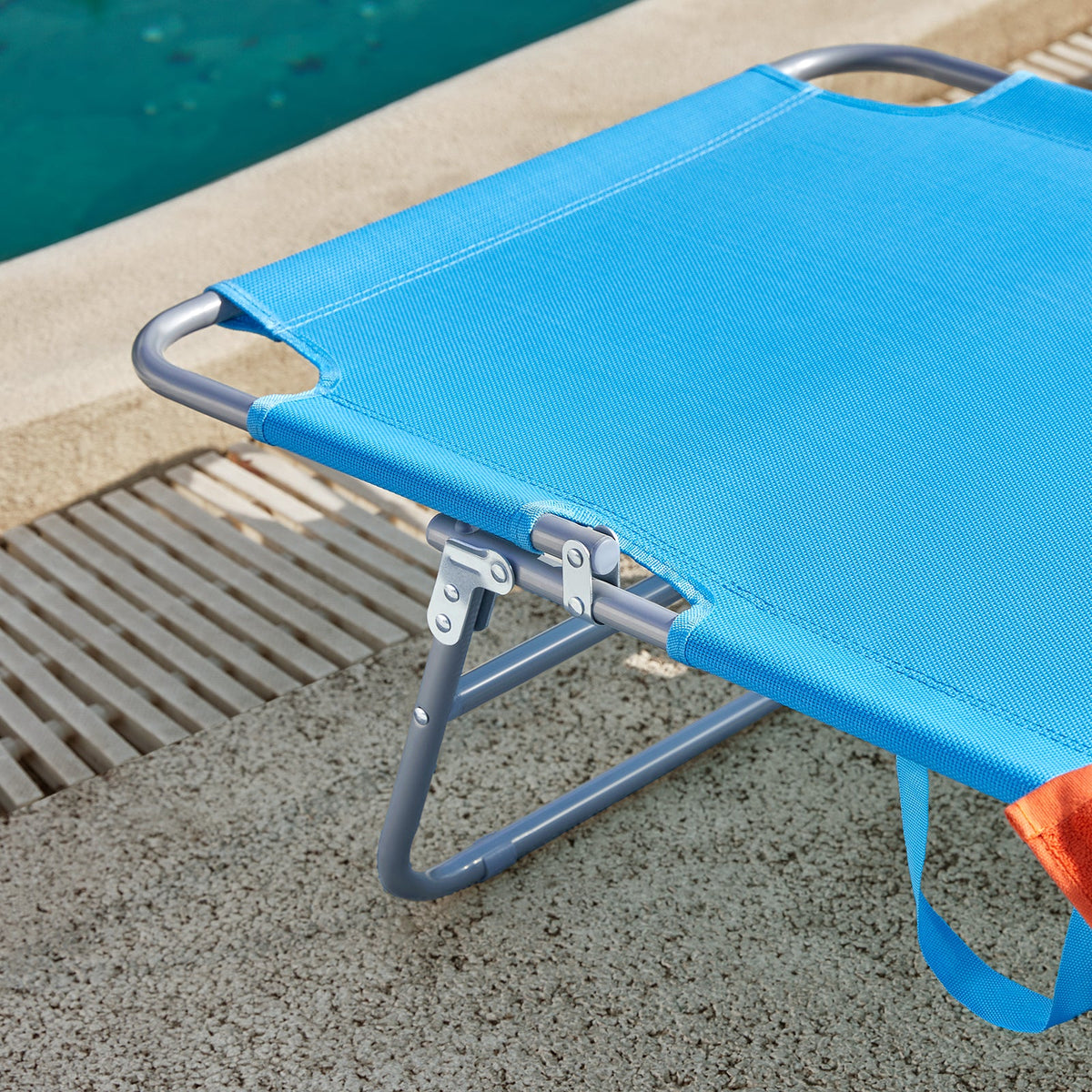 SoBuy Lounger OGS48-B - Coussin amovible - Toit ouvrant réglable - 189 x 28 x 62 cm - Bleu