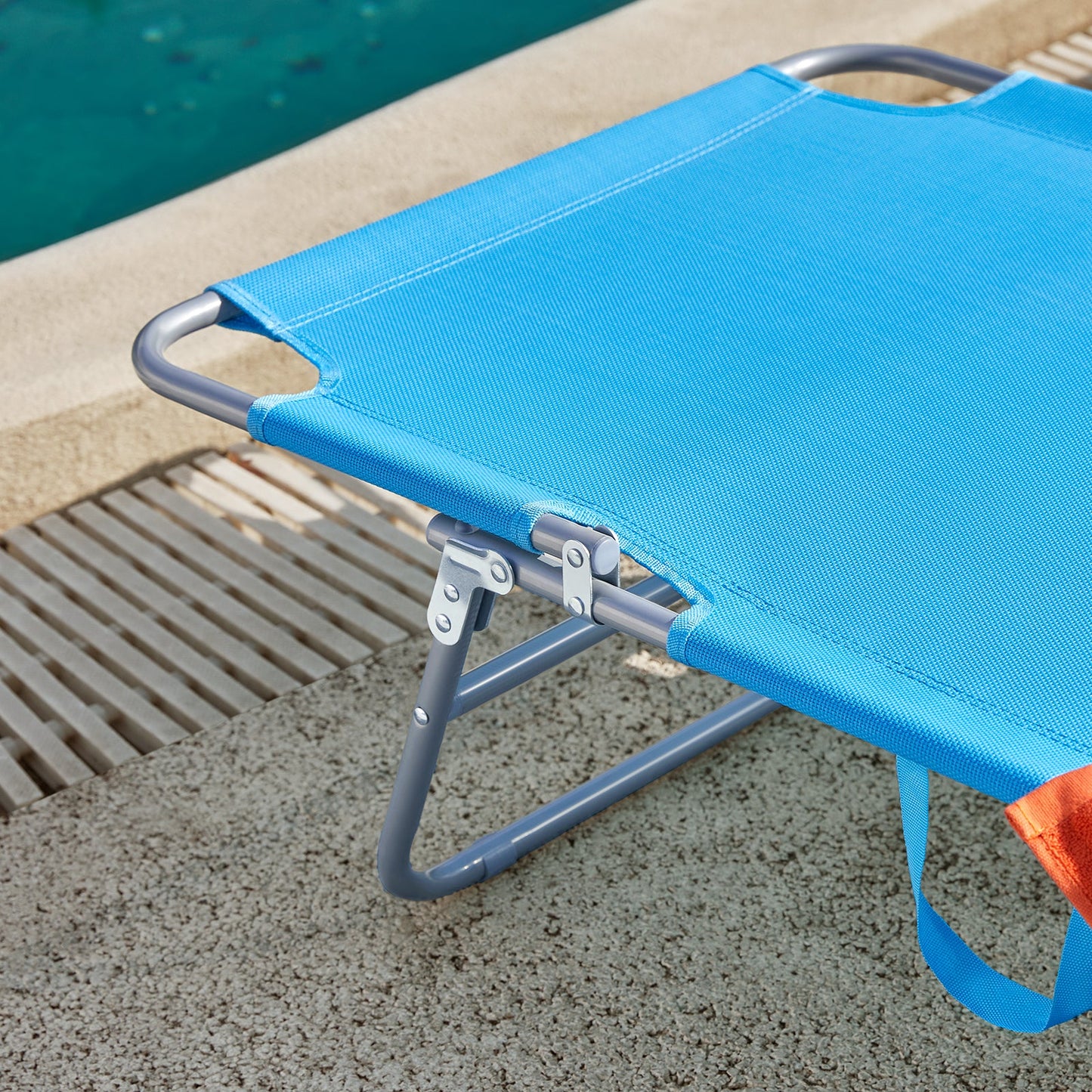 SoBuy Lounger OGS48-B - Coussin amovible - Toit ouvrant réglable - 189 x 28 x 62 cm - Bleu