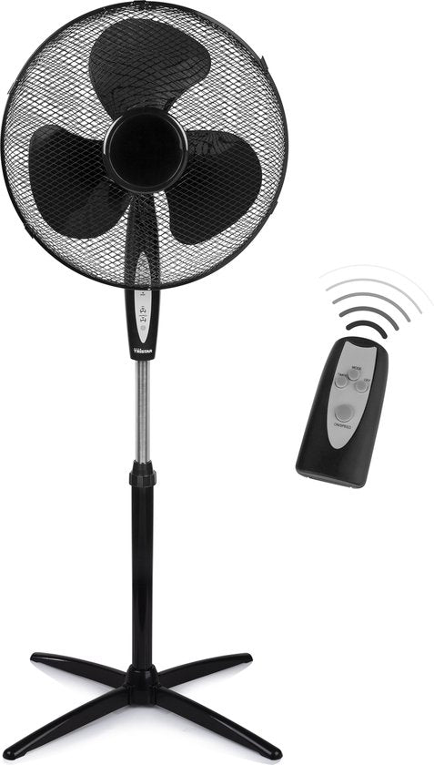 Ventilateur sur pied Tristar 40 cm – Avec télécommande et minuterie – 3 vitesses – Réglable en hauteur – VE-5899 – Noir