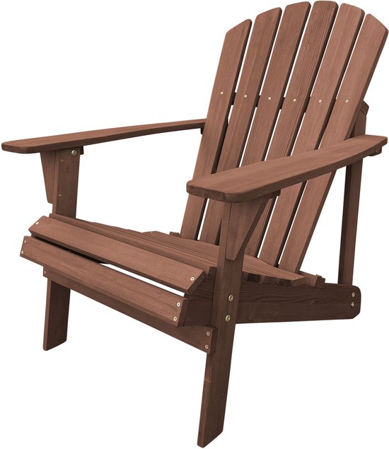 Chaise AXI Carmen Adirondack Coffee – Chaise de détente en bois avec accoudoirs – Dossier haut – 90,5 x 78,4 x 93 cm
