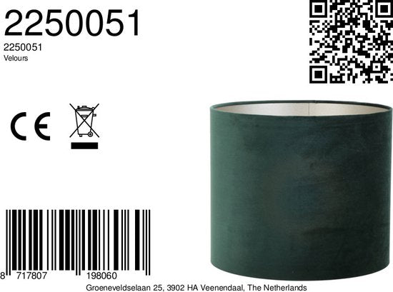 Light & Living Abat-jour cylindrique Velours - Vert - Ø50x38cm - Moderne