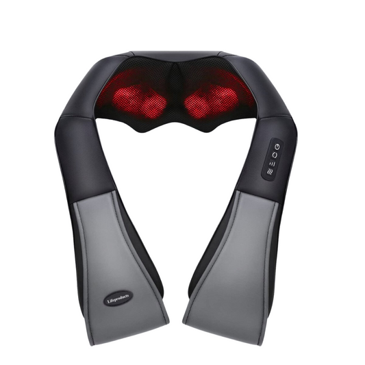 Coussin de massage Shiatsu - Lifeproducts - Rechargeable - Masseur sans fil chauffant pour le cou et le dos - noir