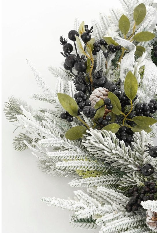 Mica Decorations : couronne de Noël « Vesper » avec des pommes de pin - H 13 x Ø 50 cm - Noir