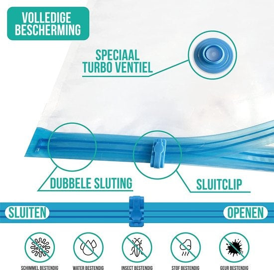 Strex Vacuum Bags Duvets & Clothes - 14 Pieces / 4 Sizes - Travel Bags / Vacuum Bags - Incl. Hand Pump