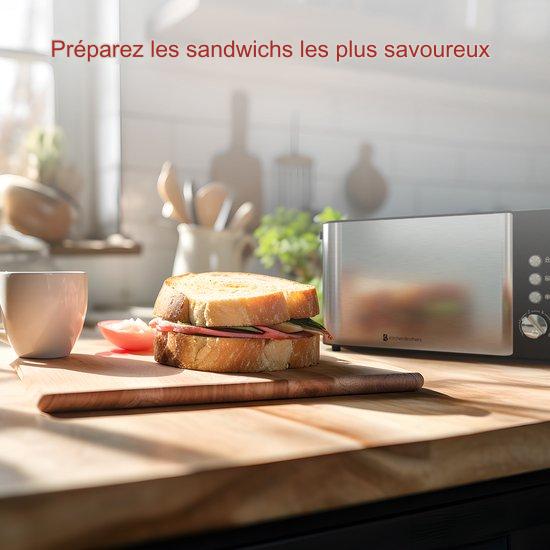 Grille pain - KitchenBrothers - Toaster - 6 niveaux de chaleur - 1520W - inox/noir