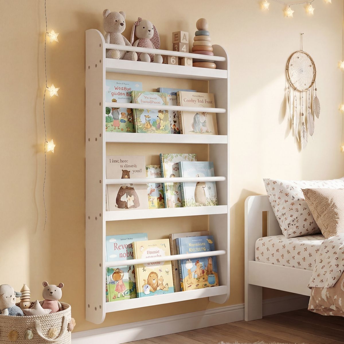 Étagère murale Coast pour livres d'enfants - peu encombrante, avec 4 étagères - blanche