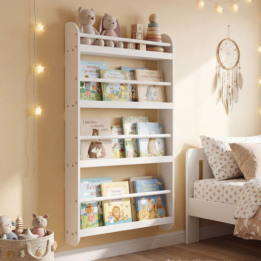 Étagère murale Coast pour livres d'enfants - peu encombrante, avec 4 étagères - blanche