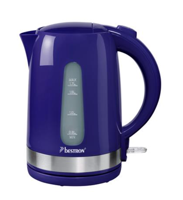 Bouilloire électrique Bestron AWK200SPNDB - 1,7 L - 2 200 W - 21,7 x 15,5 x 24,5 cm - Bleu marine