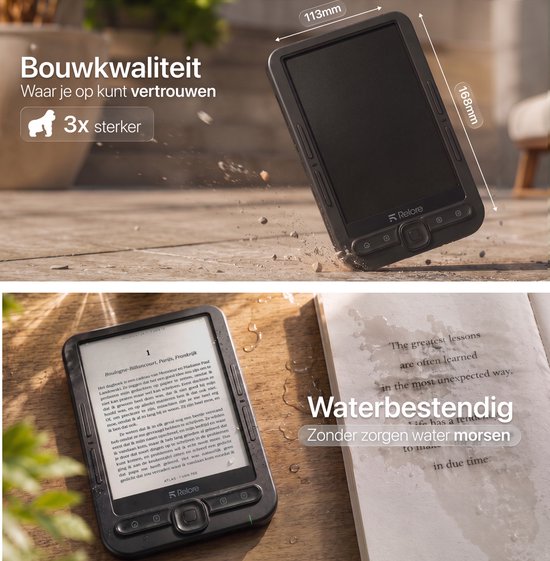 Liseuse Relore à écran tactile de 6 pouces - Capacité de stockage de plus de 1 000 livres électroniques - Remplace les liseuses Kobo Clara, Kindle et Pocketbook