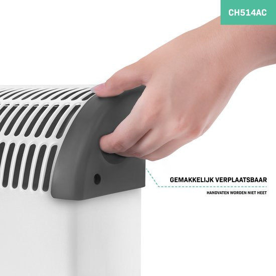 VONROC Chauffage électrique - Convecteur avec ventilateur de radiateur intégré - 3 réglages : 750W/1250W/2000W - Thermostat réglable - Chauffe les pièces jusqu'à 24m2 - Boîtier très robuste - Blanc