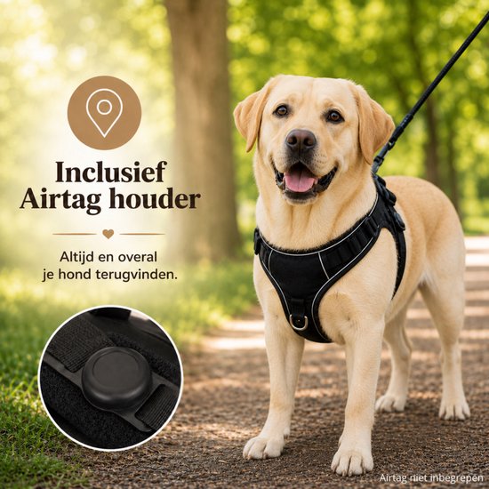 Harnais pour chien By Cee Cee - Harnais anti-traction - Harnais en Y pour chien – Harnais réfléchissant – Noir – Taille XL