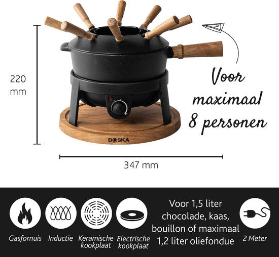 Set à fondue électrique Boska Pro - Pour tout type de fondue - 8 personnes - Fonte élégante - Cordon extra long
