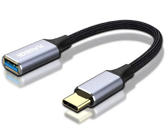 Drivv. Adaptateur USB-C vers USB-A OTG - Convertisseur USB-C vers USB - Adaptateur USB-C - Ordinateur portable - Téléphone - Gris
