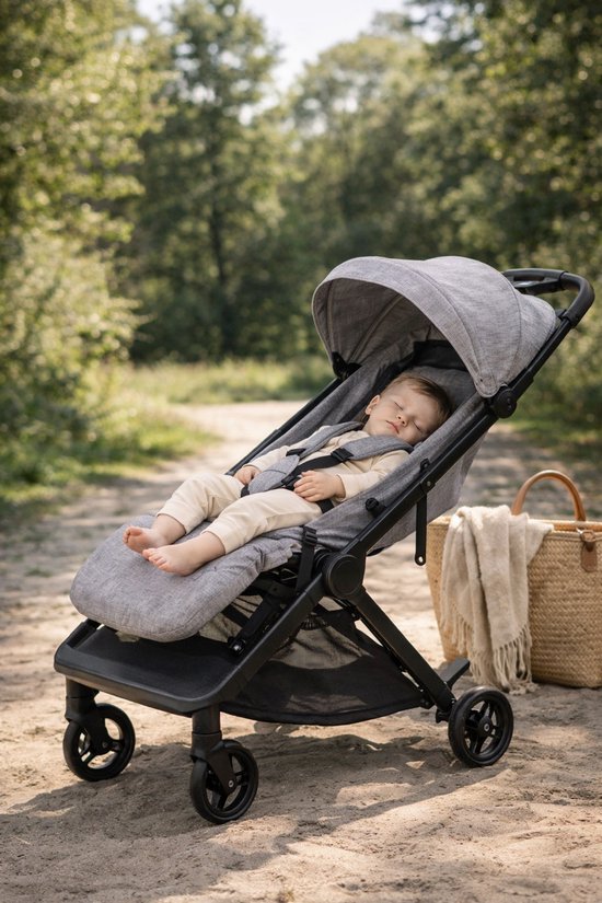 NilaFee™ MaxComfort - Poussette - Jusqu'à 25 kg - Poussette pliable - Poussette pour enfant - Pliable - Résistante aux taches et à l'eau - Gris