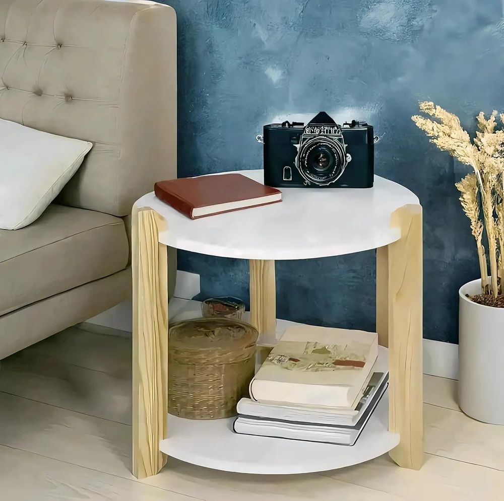 SoBuy Table d'appoint - Bois - Ø31 cm - Blanc